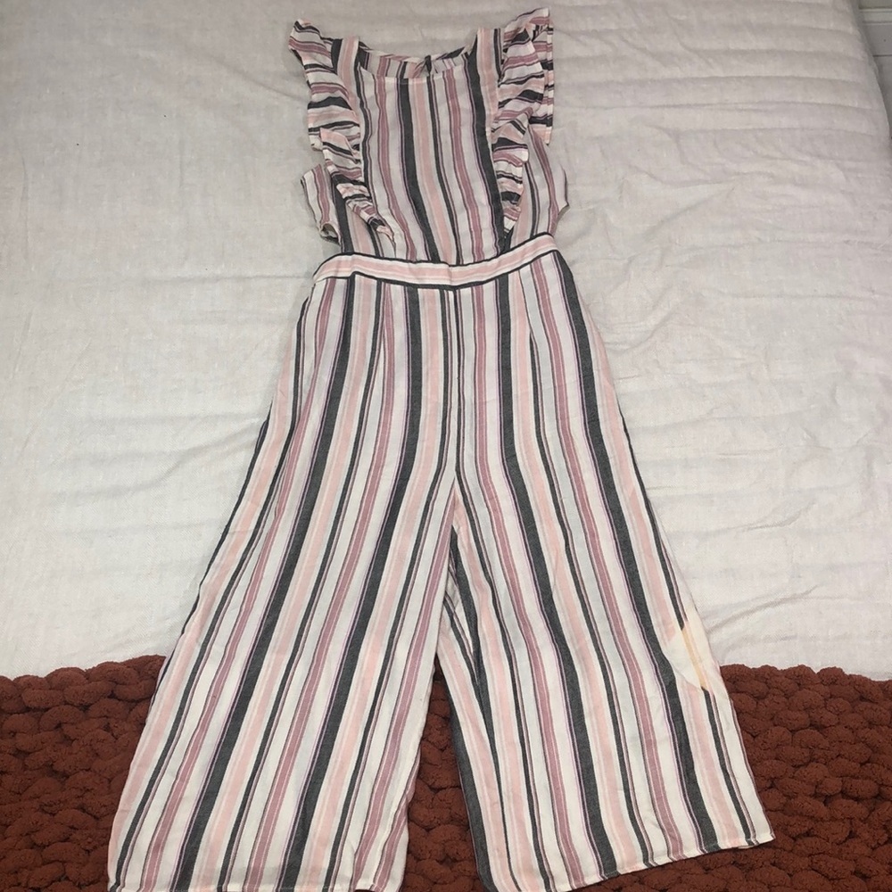 Pink Striped Cutout Jumpsuit